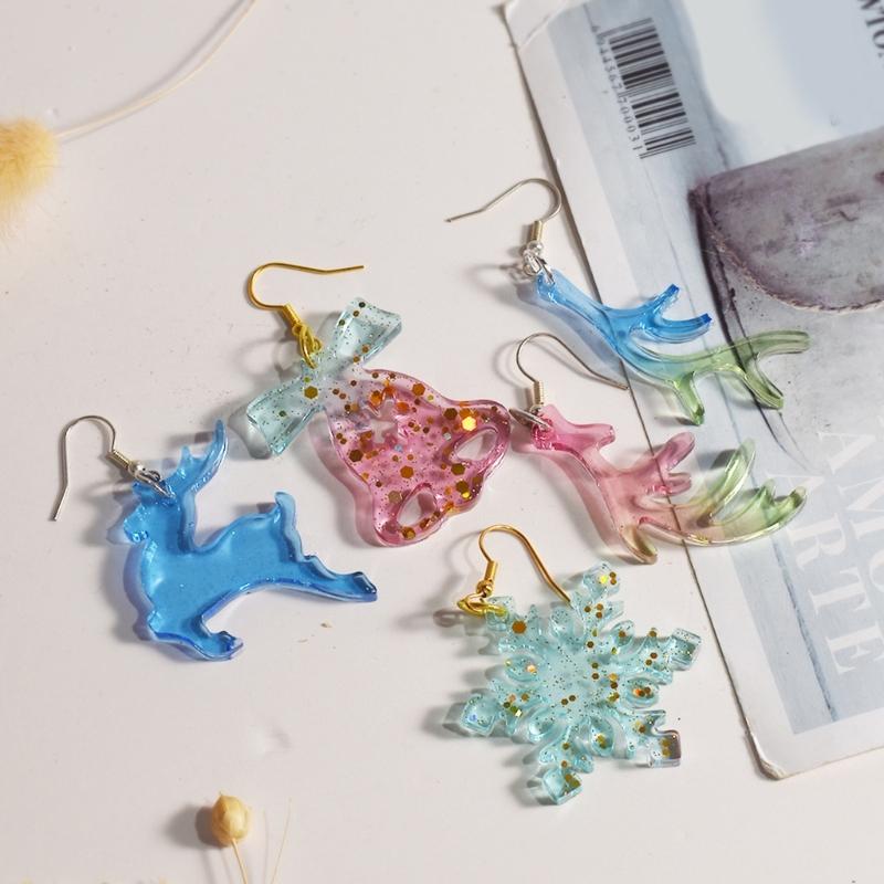 Orecchini Serie Natalizia Stampi in Silicone Stampi per Resina Epossidica Cristallina Ornamento Natalizio per Artigianato di Gioielli Festivi