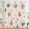 2pcs,2D Plane Printing Minimalist Curtains Cute Christmas Design_a (3) Polyester Fabric (without Rod) Festive Use for Living