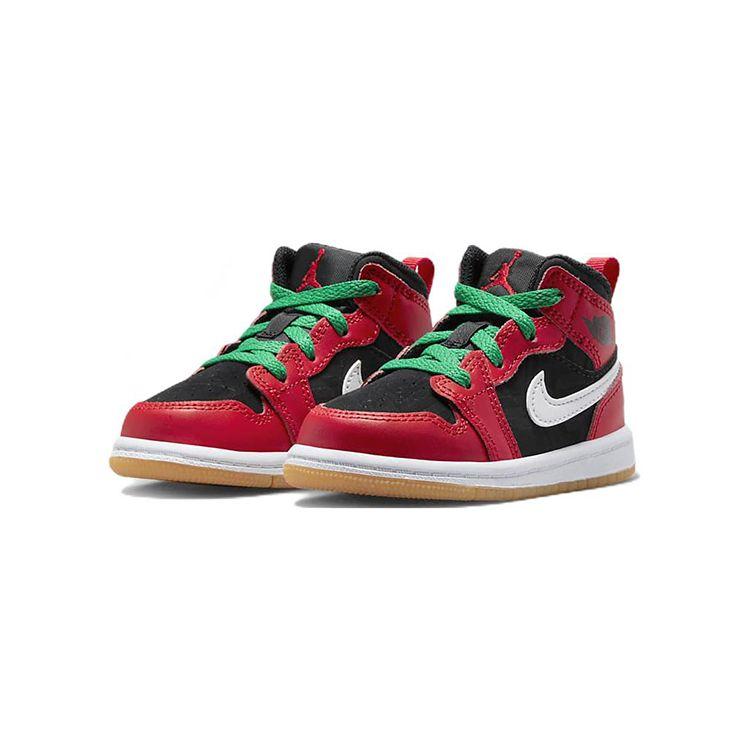 Air Jordan 1 Mid Se Td Preto Branco Malaquita Vermelho Fogo DQ8420-006