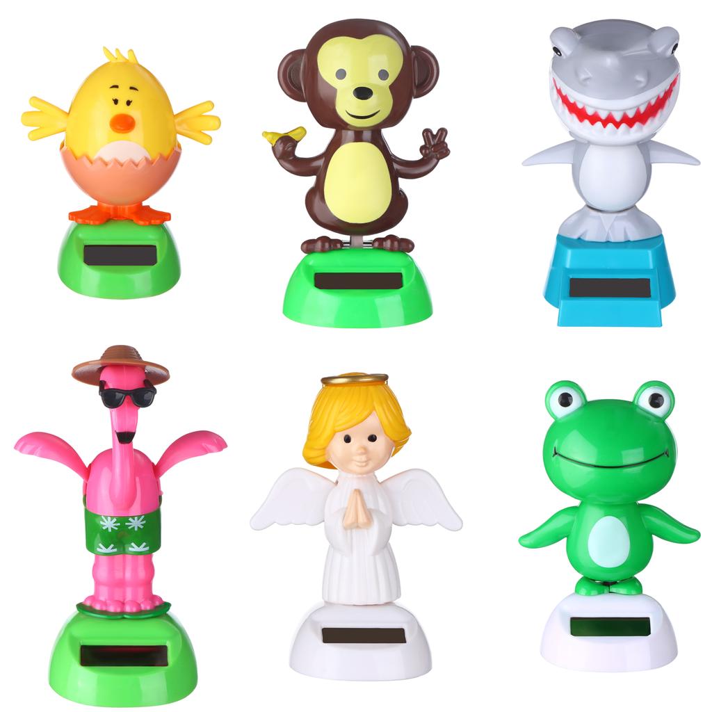 6 Pcs Solar Powered Dancing Animal Dolls Swinging Animated   Window Sun Catcher Car Decor Portable Suncatchers,Frog
