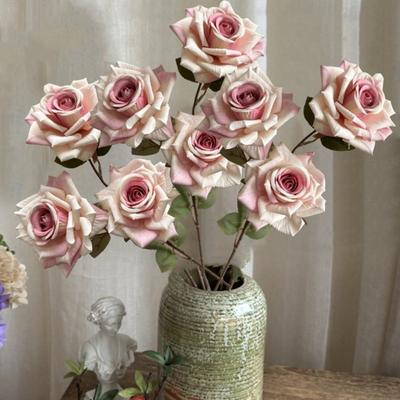 6 Pcs 67cm Artificial Flower Mocha Rose Realistic Stem Fake Silk Rose Bouquet for DIY Wedding Home Decor Centerpiece Hotel Valentine'S Mother'S Day