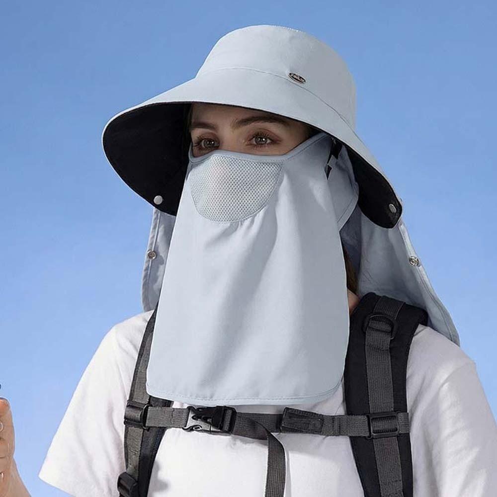 Wide-brimmed Sunshade Shawl Cap Anti-UV Mask Picking Tea Hat Cycling Cap Neck Protection Hat  Women