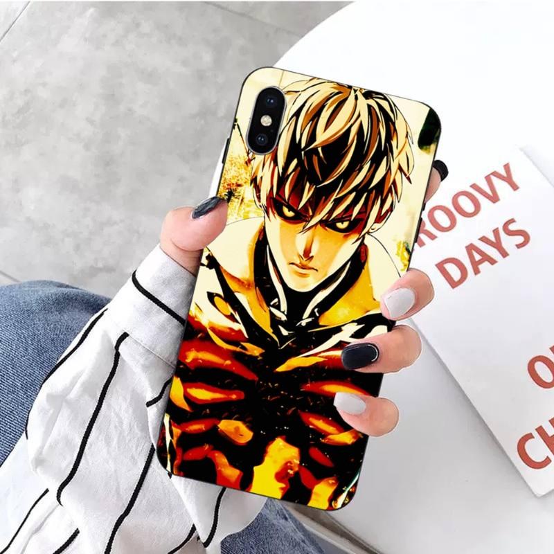 One Punch Man Genos Phone Case For IPhone 14 13 12 11 XS X 8 7 6 Plus Mini Pro Max SE 2022 Soft Black Phone Cover