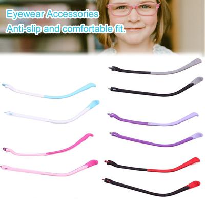 Children's Silicone Glasses Legs Single Tooth Straight Tooth Eyeglasses Arm Replacement Bicolor Silicone Glasses