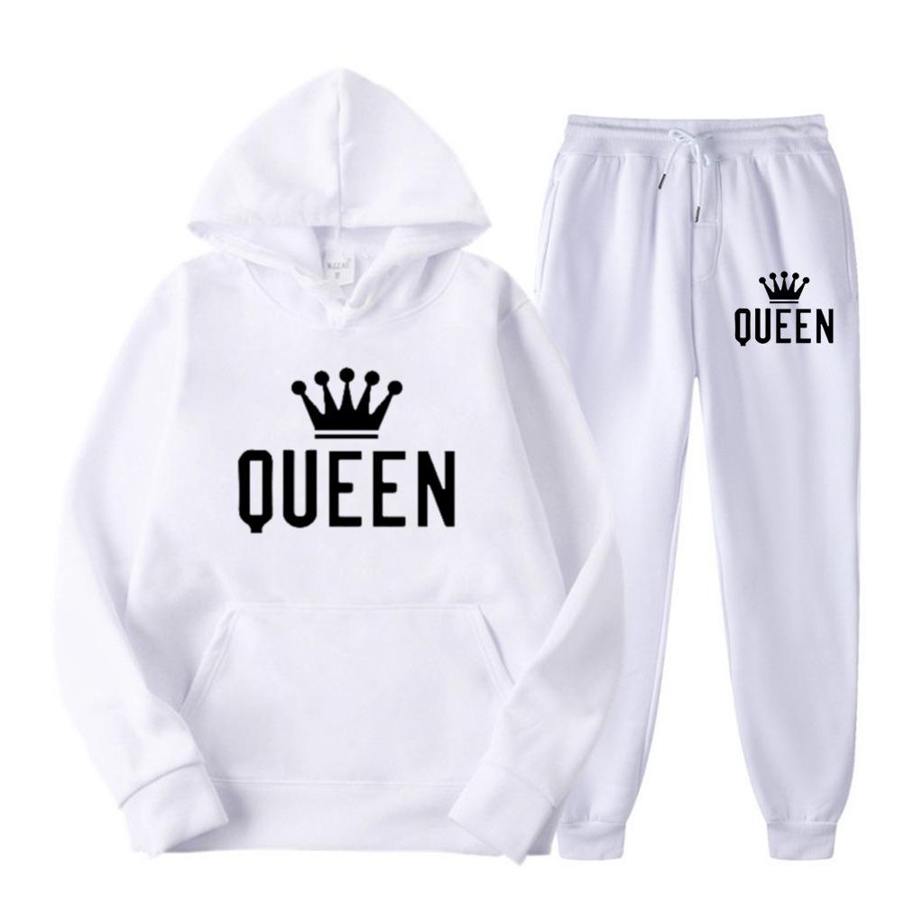 Men's Queen Print Plus Size Hooded Fleece Sweatshirt Set for Fall/Winter
