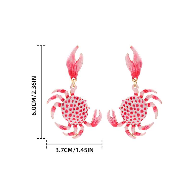 Crab Earrings Women Ocean Beach Vacation Accessory Simple Textured Enamel Crab Jewelry Party Gifts Animal Earrings