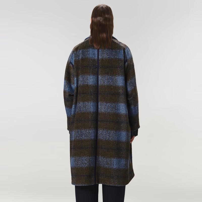 CROQUIS Men's 2023 Spring Retro Striped Mid-length Wool Coat