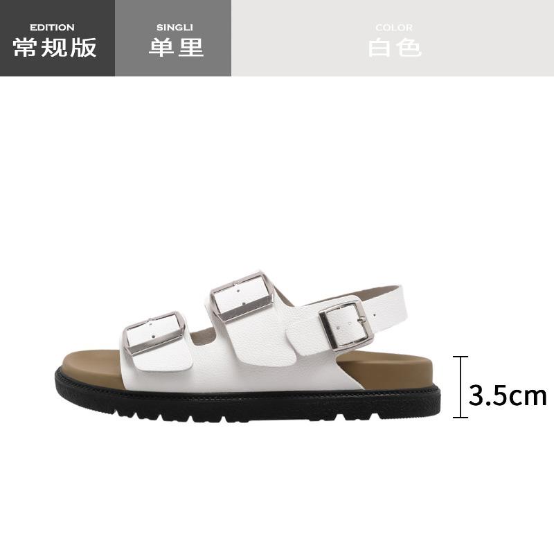 

All genuine leather! Platform sandals for women s summer new versatile Boken retro sandals to wear outside 35 белый