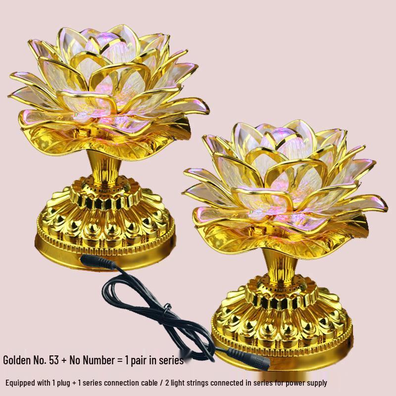 LED Seven-Color Lotus Lamp for Worship and Offering - Electronic Ever-Burning Buddhist Lamp for Guanyin and God of Wealth.
