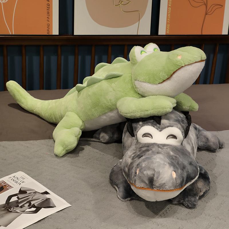 Professional Fishing Unisex Kids Green Soft Crocodile Plush Toy Fluffy Full Stuffed Animal Pillow Doll Jungle Giant Alligator Sofa Cushion Kids Birthday Gift