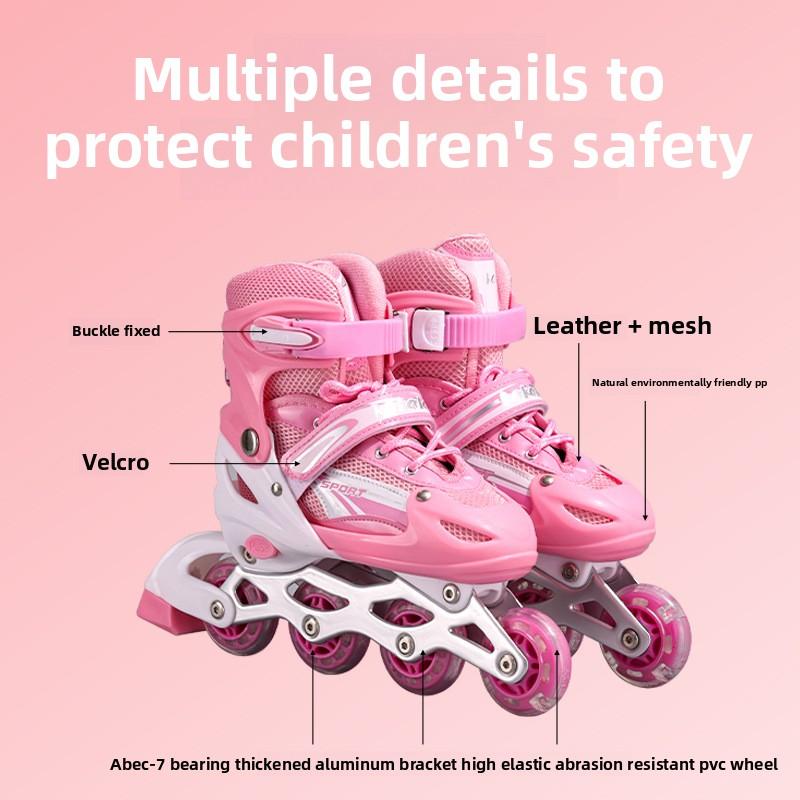 Dziecięcy Profesjonalny Pełny Zestaw Rolek, Rolki dla Początkujących Męskie i Damskie, Rolki dla Dorosłych z Pojedynczym Błyskiem