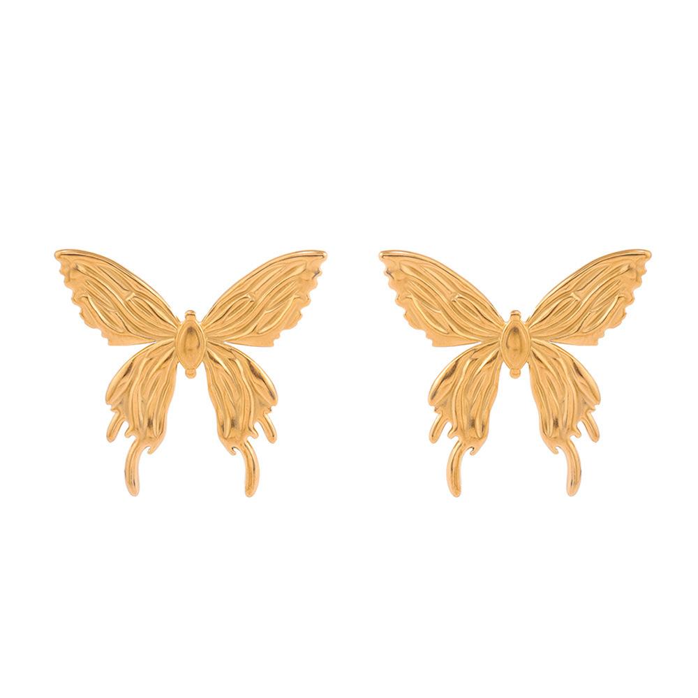 1 Pair of Golden Butterfly Pendant Earrings