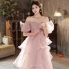French evening dress women's 1011 new temperament socialite style presiding over art examination super fairy pink engagement banquet dress