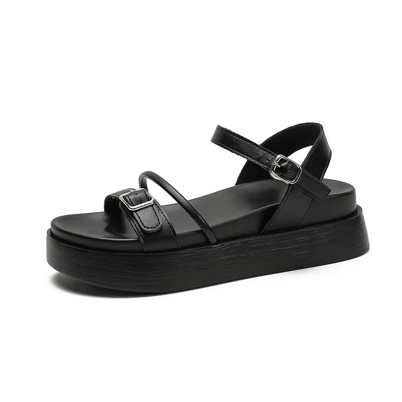Sheepskin version~ thick-soled height-increasing sandals for women's summer wear 2025 new summer fashion high-end French cool slippers