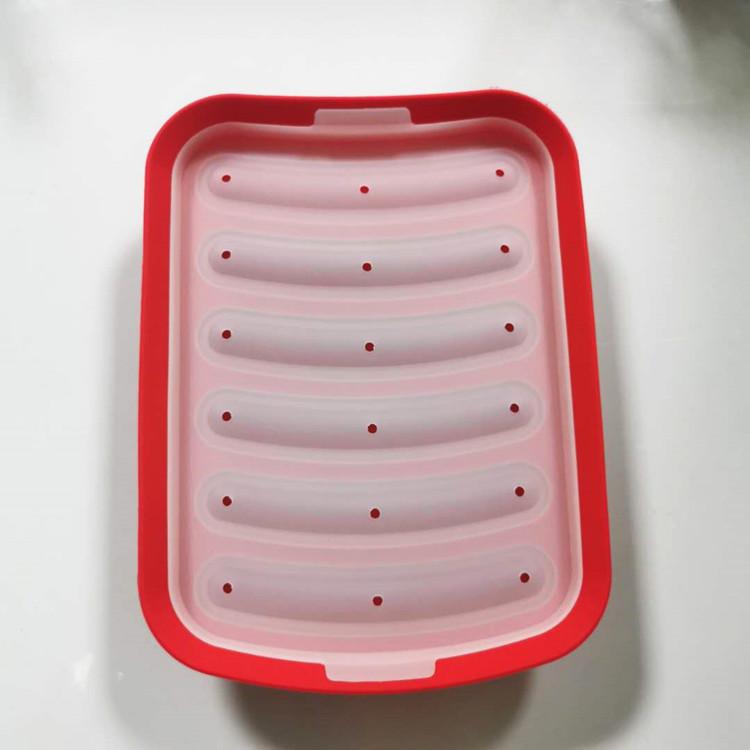 In-Stock Silicone Sausage Mold: DIY Six-Cavity Hot Dog Maker with Lid - Ideal for Baking.