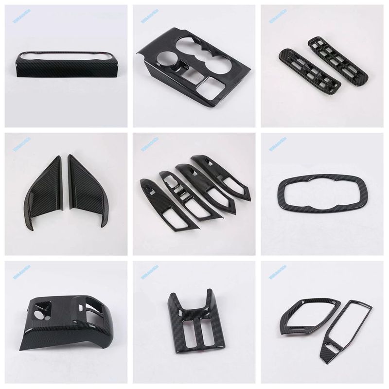 Car Head Lights Switch Button / A Pillar / Steering Wheel Cover Trim Carbon Fiber ABS Accessories For Ford Focus MK4 -