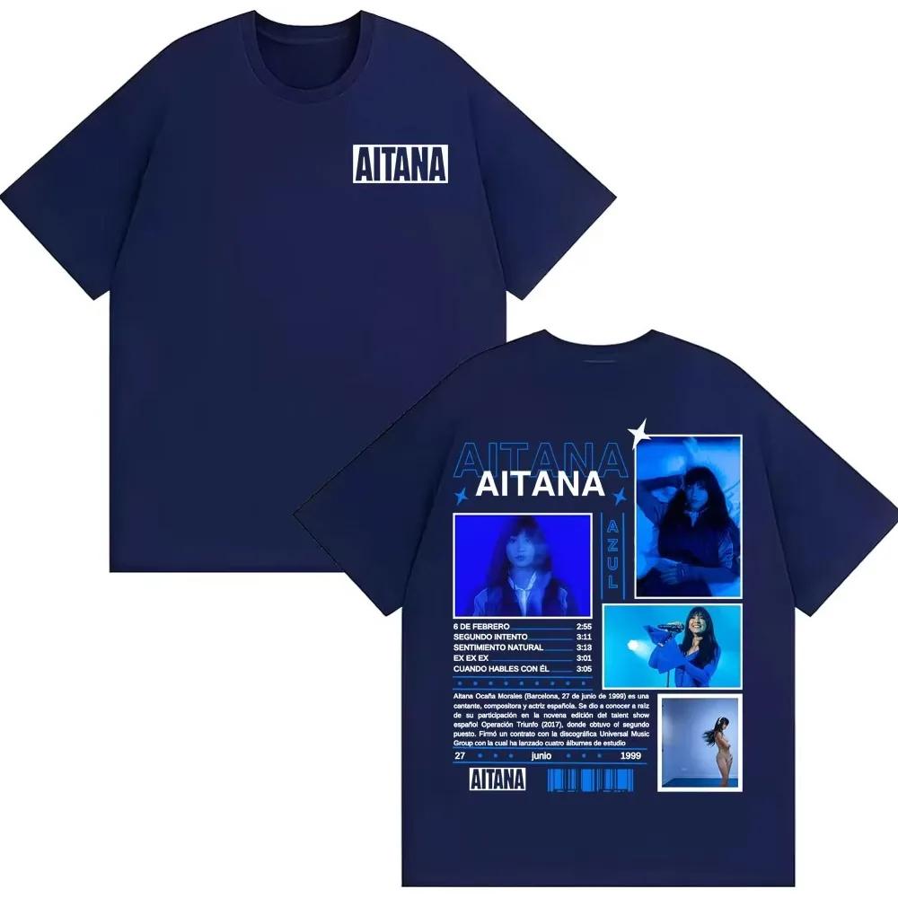 Aitana Azul Album 2026 Tour T Shirts Unisex Women Clothing Fashion Aesthetic Tshirt Summer ONeck Cotton Tshirt Streetwear