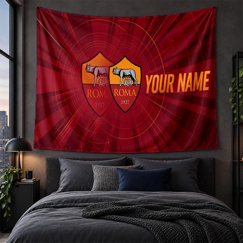 Arazzo Personalizzato da Appendere alla Parete Tessuto Artistico Sfondo con Motivo AS Roma FC