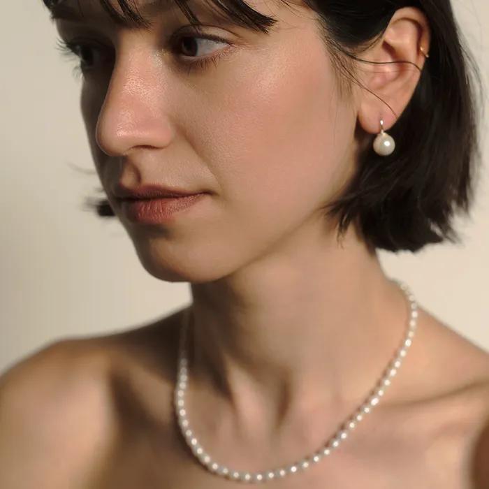 Pearl hoop earrings (925 Silver)