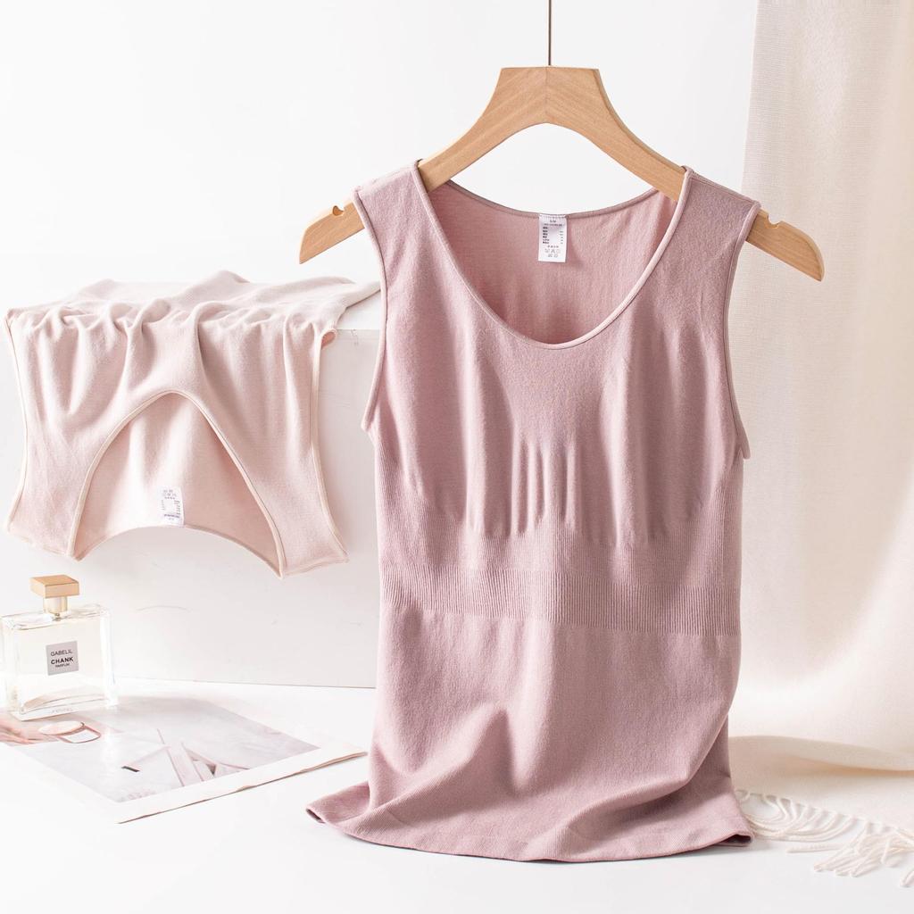 Silk Cashmere Blend Seamless Sleeveless Vest - Skin-Friendly, High-Elastic, Warm, with Beautiful Back Design