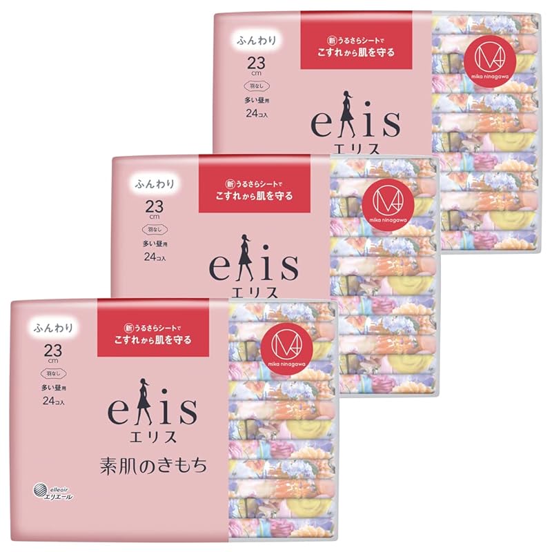 

M/mika ninagawa collaboration design Ellis Feeling of bare skin No wings 23cm (for large daytime use) 72 sheets (24 sheets x 3 packs) [Bulk purchase]