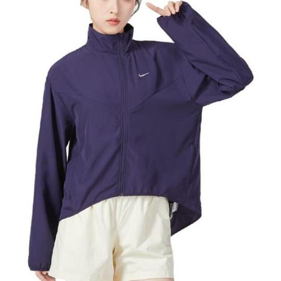 Nike Women's Logo Print Running Sports Jacket Purple FB4695-555