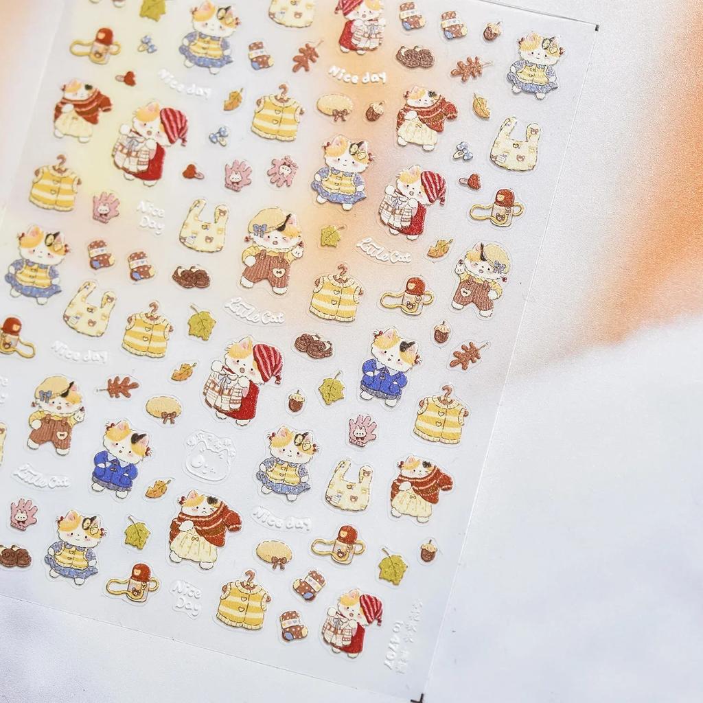 5D Pudding Jelly Dessert Fruit Cherry Pink Claw Print Bowknot Tie Knot Love Heart Stars Nail Art Sticker Adhesive Manicure Decal