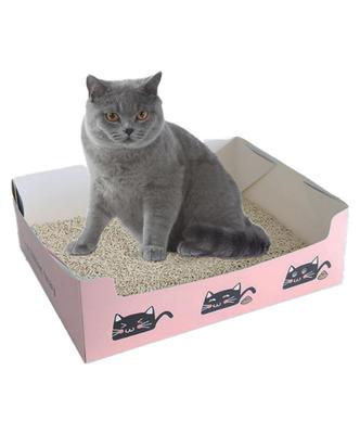 S.fields.inc Cat Toilet Disposable Set of 5 Paper Cardboard Waterproof Disaster Prevention Evacuation Travel Cat Portable Foldable (Pink)