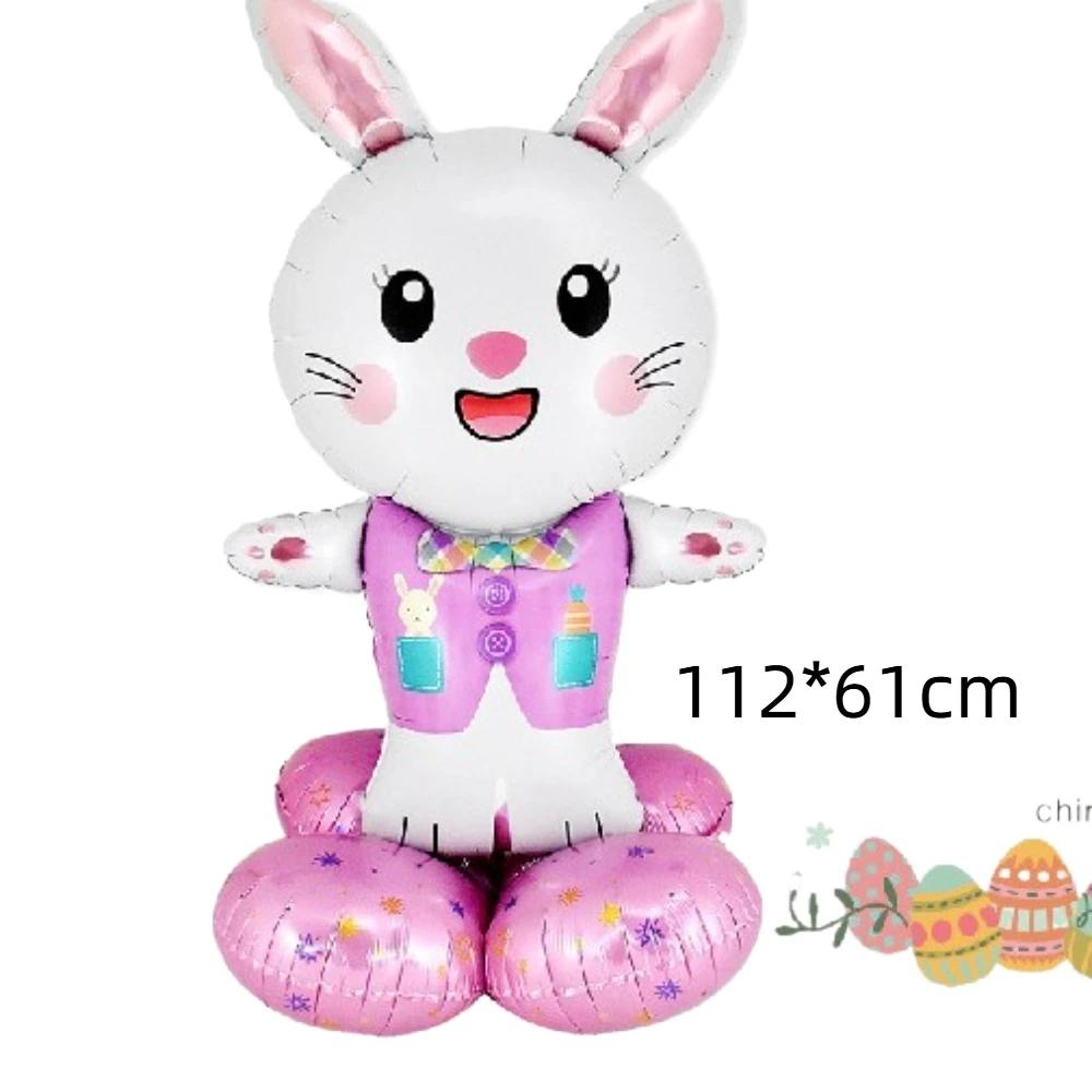 Cute Aluminum Film Easter Rabbit Balloon Large Colorful Bunny Balloon Standing Rabbit Balloon Decoration Easter Party
