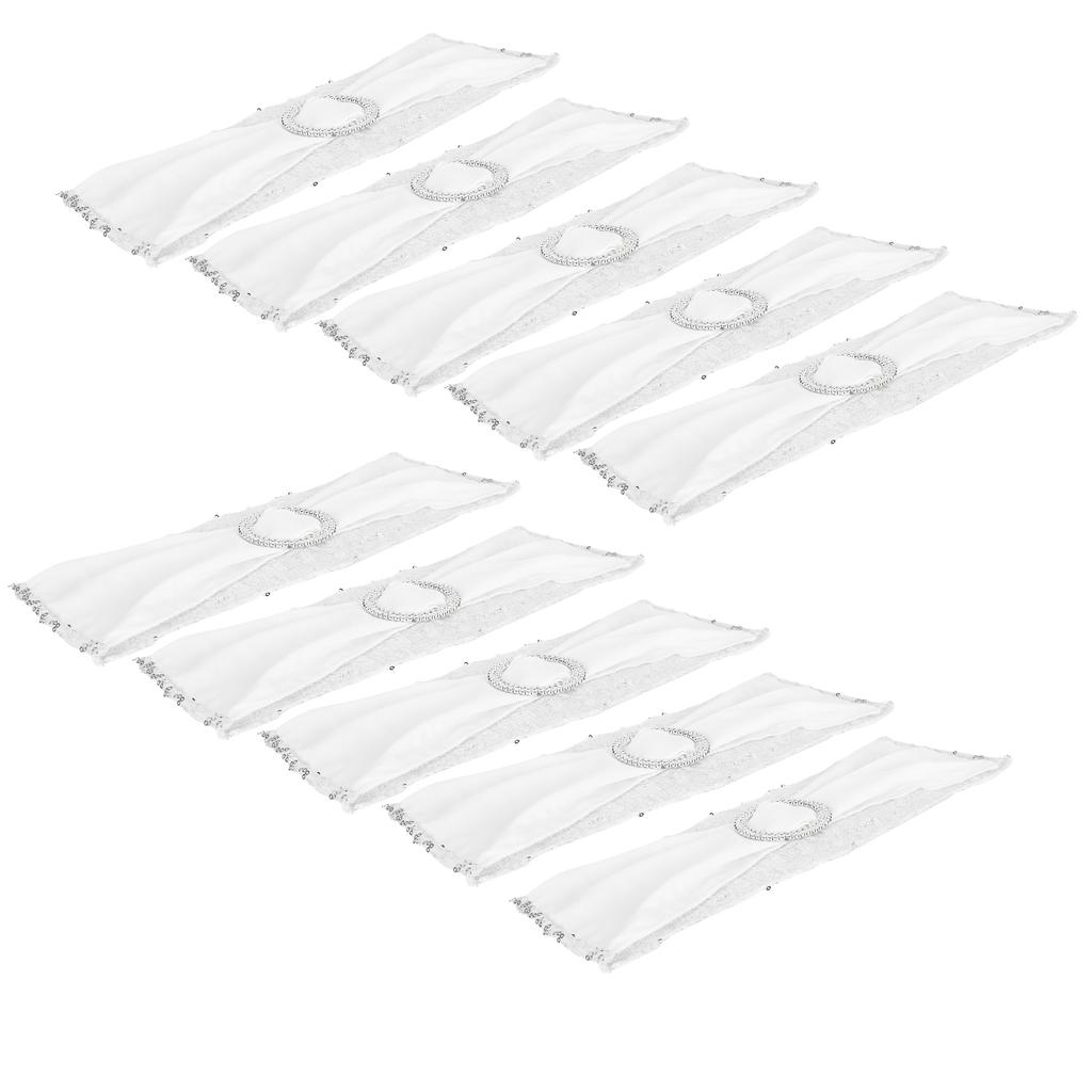 10Pcs Chair Sash Washable Elastic Chair Cover Band Decoration Set for Wedding Party Banquet