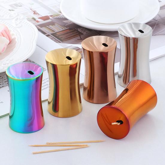 Toothpick Holder Large Capacity Dustproof Moistureproof Stainless Steel Mini Dining Table Toothpick Dispenser Container Kitchen Gadget