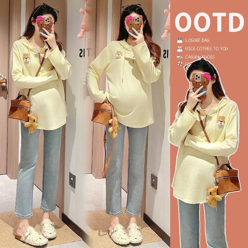 

2025 Autumn Maternity Casual Loose-Fit Cute Cartoon Hoodie Extra Large абрикосовый