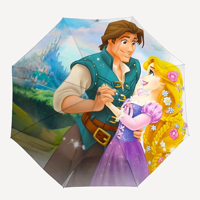 1pc Tangled, Rapunzel Automatic Folding Umbrella: Compact 8-rib Design Cartoon Travel Companion for Outdoor, Casual Accessory