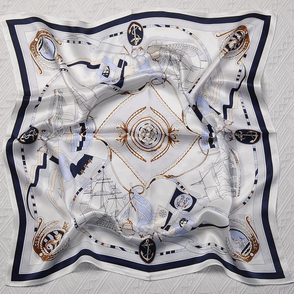 Silk silk scarf women's black Sigongge versatile 71cm square scarf high-end scarf small scarf summer retro