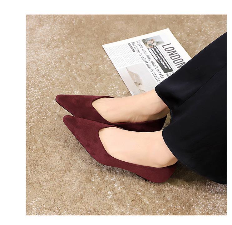 Korean Style Women's Wedge Heel Suede Pointed Toe Shoes - Comfortable & Versatile