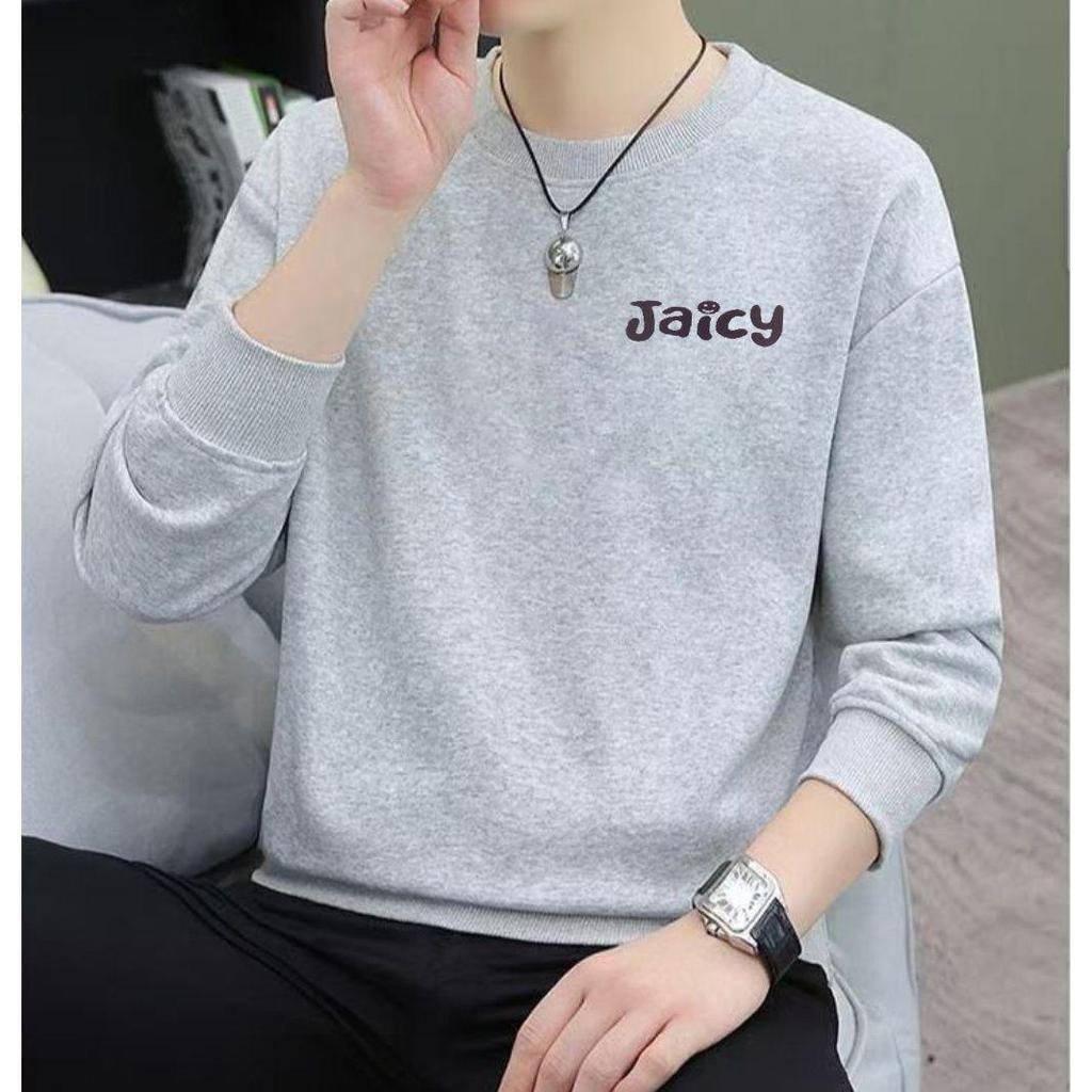 Men's Fleece Lined Crew Neck Sweatshirt: Trendy Long Sleeve for Spring, Autumn, and Winter