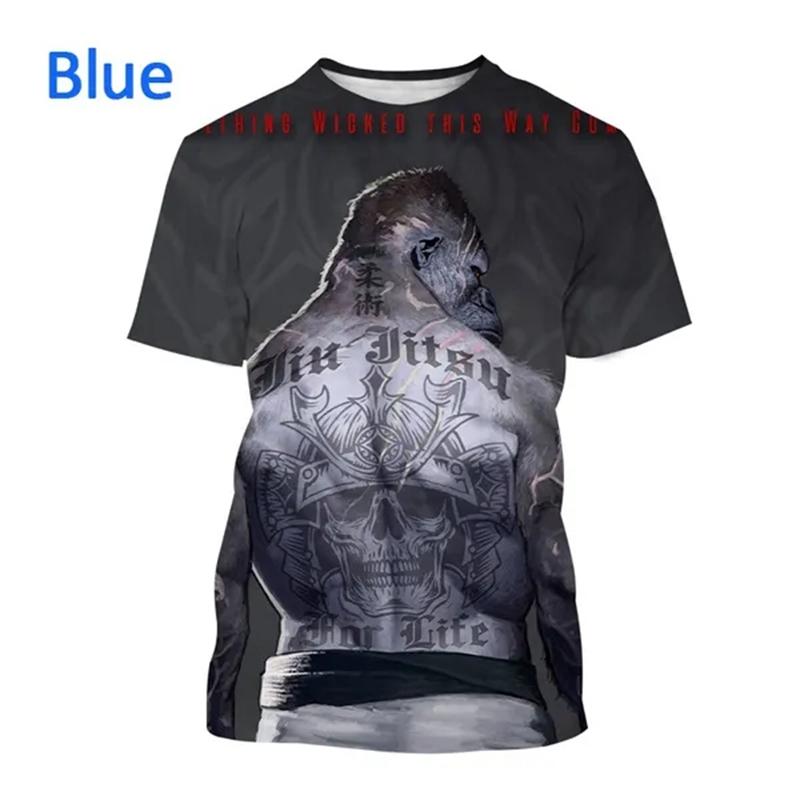 Rash Guard Jiu Jitsu Hot Brazilian Jiu-Jitsu Gorilla T Shirt New Men's Casual Cool BJJ Fighting Animal Printed Short Sleeve Top