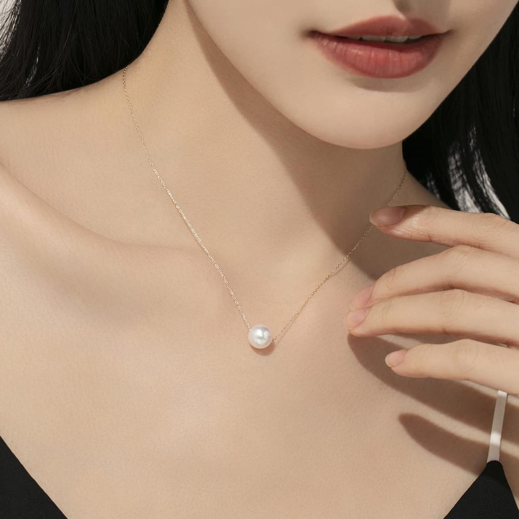 PEARL Made In Japan Natural Pearl Necklace for Akoya Pearl Everyday Single Pearl [KOKO JEWELRY] Women, Necklace, Casual, Wear, B. (8.5-8.9mm)