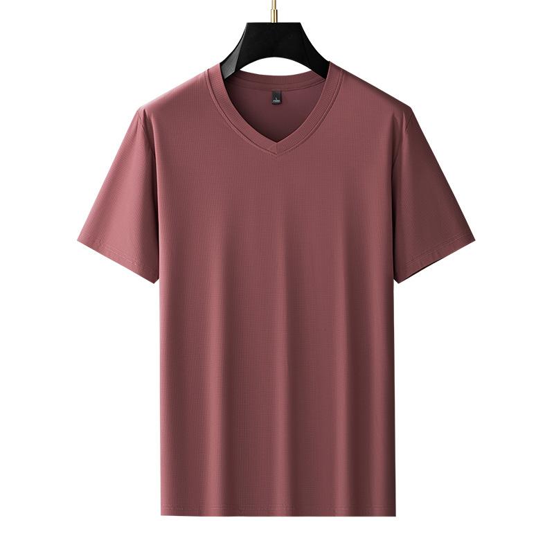 Mercerized Modal V-Neck High-End Short-Sleeve T-Shirt Summer Base Layer Top Thin