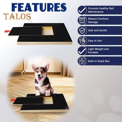 Dog Nail Scratch Pad with Treat Box Wooden Dog Nail File Board Snack Box Dog Paw Grinder Self Scratcher Board for Small Medium Dogs