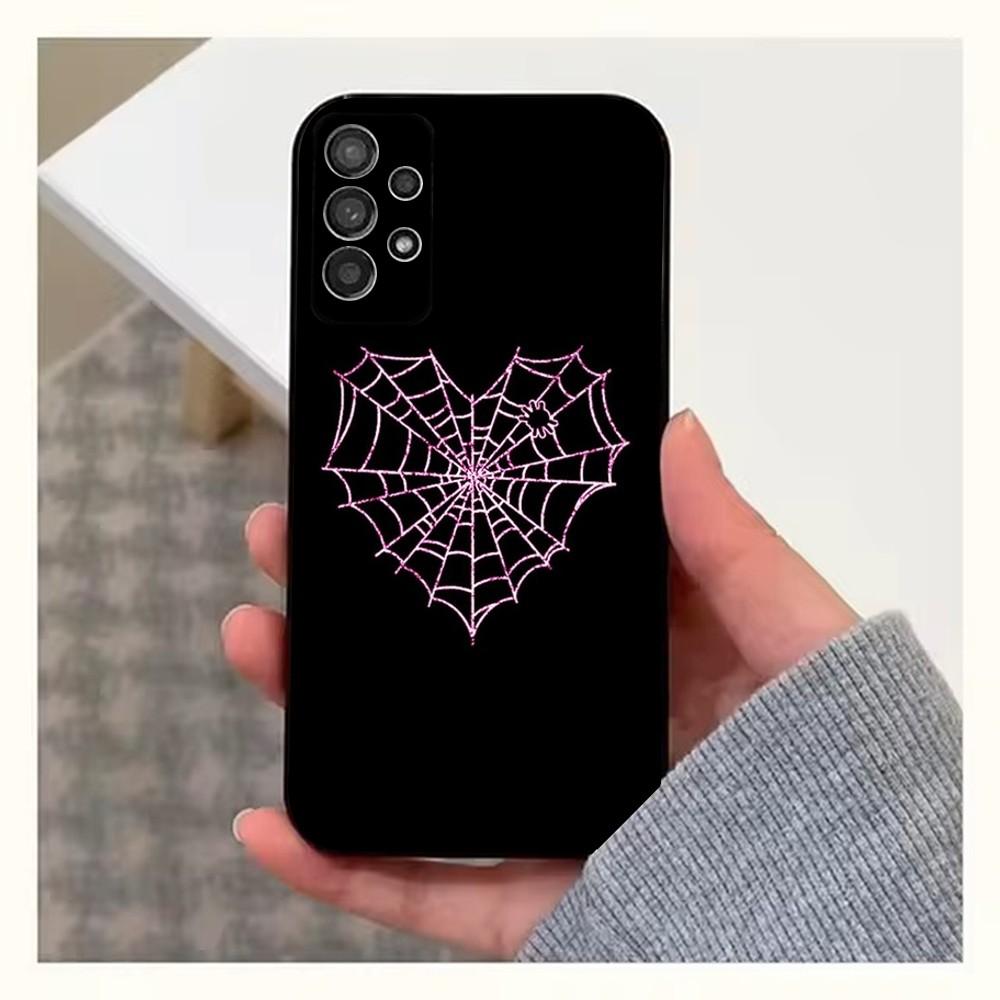 

Cool S-Spider Web H-Heart Phone Case For Samsung S25,S24,S23,S22,S20,S21,S10,Ultra,Plus,Lite,FE,Soft Silicone Black Cover Samsung S235G