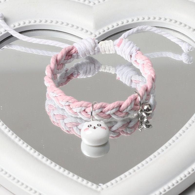 Chiikawa Cotton Linen Adjustable Cartoon Couple Bracelet - Magnetic Bestie Bracelet for Women