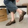 Women's Single Boots Winter New Mid-heel Pointed Plush Buckle Leather Boots Fashion Comfortable Increase Wear Oxford Shoes