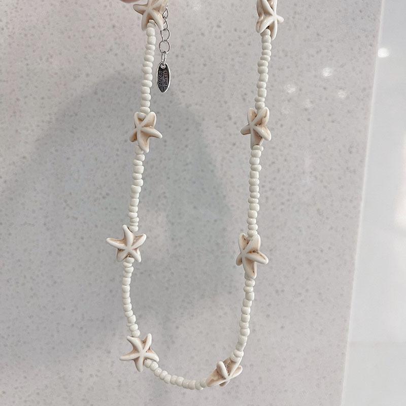 Bohemian Mixed Color Rice Beads Chain Choker Summer Fashion Beach Necklace for Women Boho Starfish Choker Necklace Jewelry