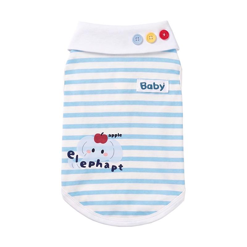 Dog Clothes Spring and Autumn Cartoon Striped Bigbear Teddy Muppet Cat Small Puppy Anti-Hair Loss Pet Vest