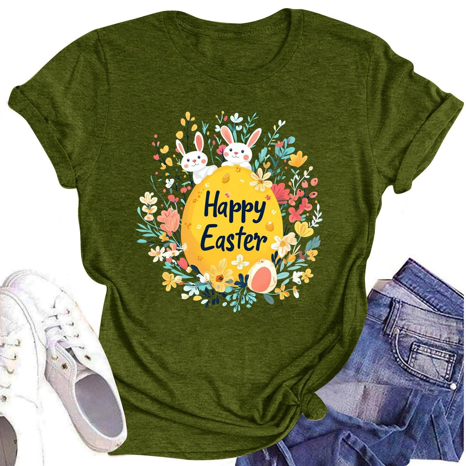 

Женская повседневная футболка с короткими рукавами и круглым вырезом с принтом и буквенным топом L армия зеленый