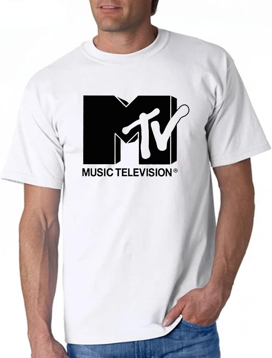 Men Retro T Shirt MTV Throwback Tshirt Vintage 80S 90S Bands Pop Music Tv Culture Tee Oversized Tops Roupas Masculinas Shirt L белый
