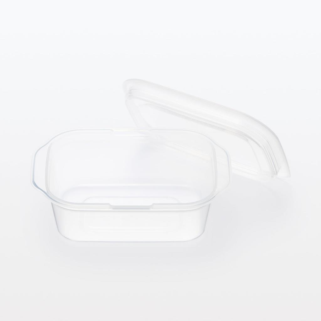 MUJI Microwaveable Food Containers with Pack of MDC95A3S Lids, Semi-Transparent, Rectangular, 180mL, 4,