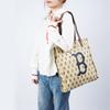 New MLB Monogram Collection Polyester Square Bag Combo Handbag Regular Women's Khaki 3AORL011N-43BGS