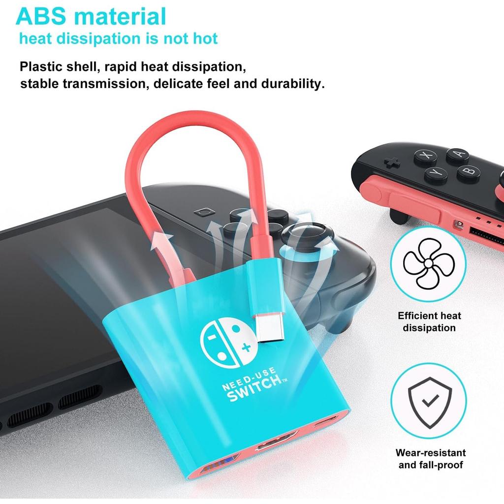 Portable TV Dock Station for Switch/Switch 2/Steam Deck/ROG Ally/Legion GO, 3-in-1 Switch 2 Travel Dock with HDMI 4K@60Hz, USB 3.0 100W PD Port